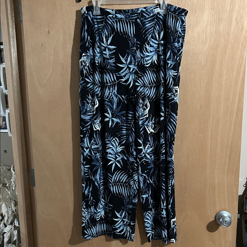 J Jill Tropical Leaf Print Wide Leg Pants